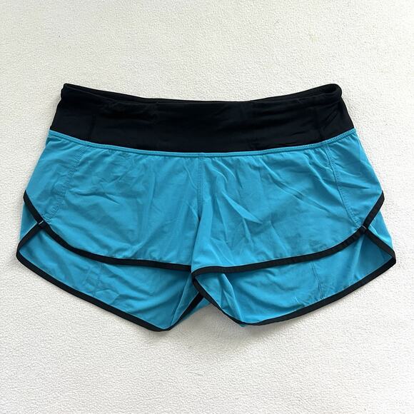 Lululemon Women Snorkel Blue Black Trim 2.5” Run Speed Short 4-way Workout 6 Reg - Picture 1 of 8